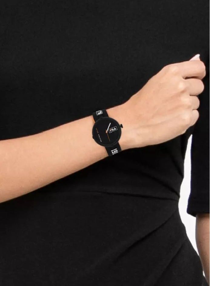 فيلا ساعة فيلا للجنسين بعلبة ستانلس ستيل وسوار سيليكون أسود، مقاس 40 مم - Image 5