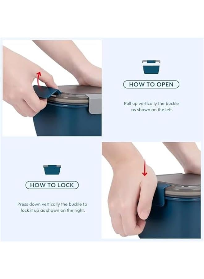 HOOKOR Salad Lunch Container To Go, 52-oz Salad Bowls with 3 Compartments, Salad Dressings Container for Salad Toppings, Snacks, Men, Women (Blue) - Image 4