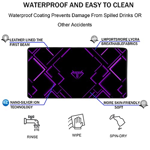 TEDNETGO Large Extended Gaming Mouse Pad, Long Mouse Pads, Extra Large Big Mouse Pad with Stitched Edge, XXL Non-Slip Computer Computer Keyboard Mat for Gamer/Desktop/Office/Home, Purple - Image 4