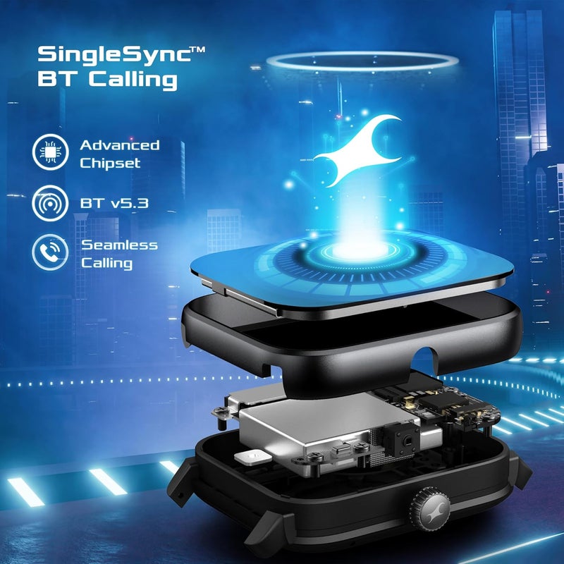 Fastrack Phantom Smart Watch|1.85" UltraVU Display| Functional Crown| SingleSync BT Calling|100+ Sports Modes|100+ Watchfaces|AI Voice Assistant|in-Built Games| Aluminium Case with Mesh Strap - Image 3