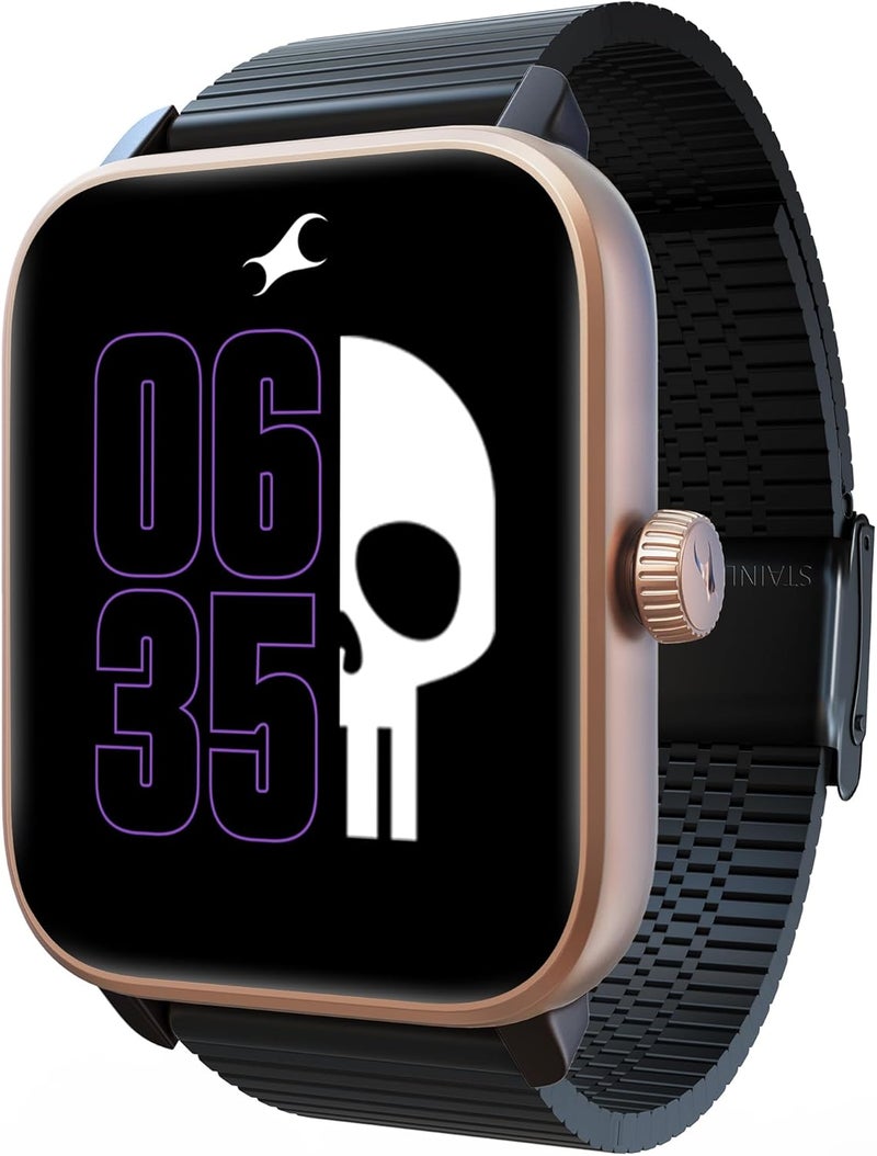 Fastrack Phantom Smart Watch|1.85" UltraVU Display| Functional Crown| SingleSync BT Calling|100+ Sports Modes|100+ Watchfaces|AI Voice Assistant|in-Built Games| Aluminium Case with Mesh Strap - Image 1