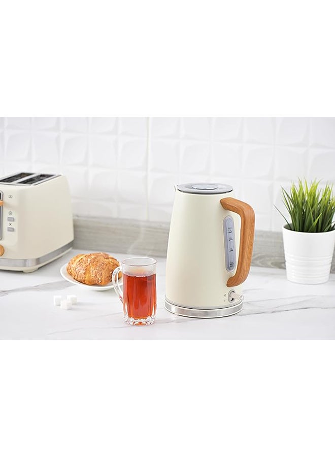 Alsaif Electric kettle with Wood Handle , automatic shut-off function, stainless steel filter 1.7 L 2200 W E03239 Beige - Image 4