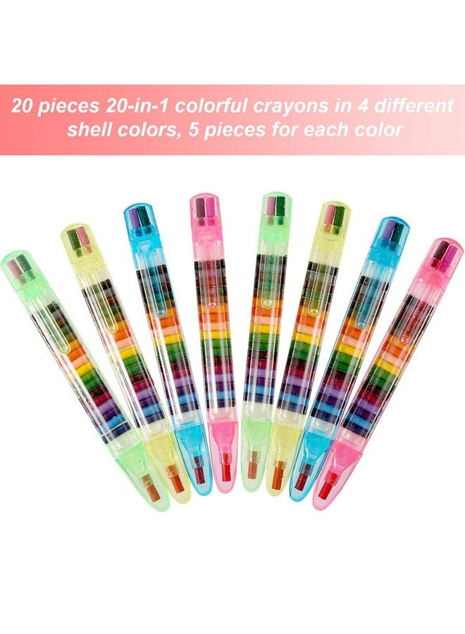 BBTO 20 Pieces Stackable Crayons For Kids Buildable Rainbow Glitter Crayon 20 In 1 Stacking Point Crayons For Drawing Learning And Art Class Supplies 4 Shell Colors - Image 5