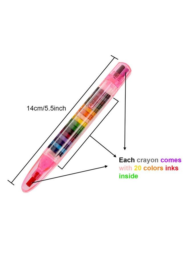 BBTO 20 Pieces Stackable Crayons For Kids Buildable Rainbow Glitter Crayon 20 In 1 Stacking Point Crayons For Drawing Learning And Art Class Supplies 4 Shell Colors - Image 3