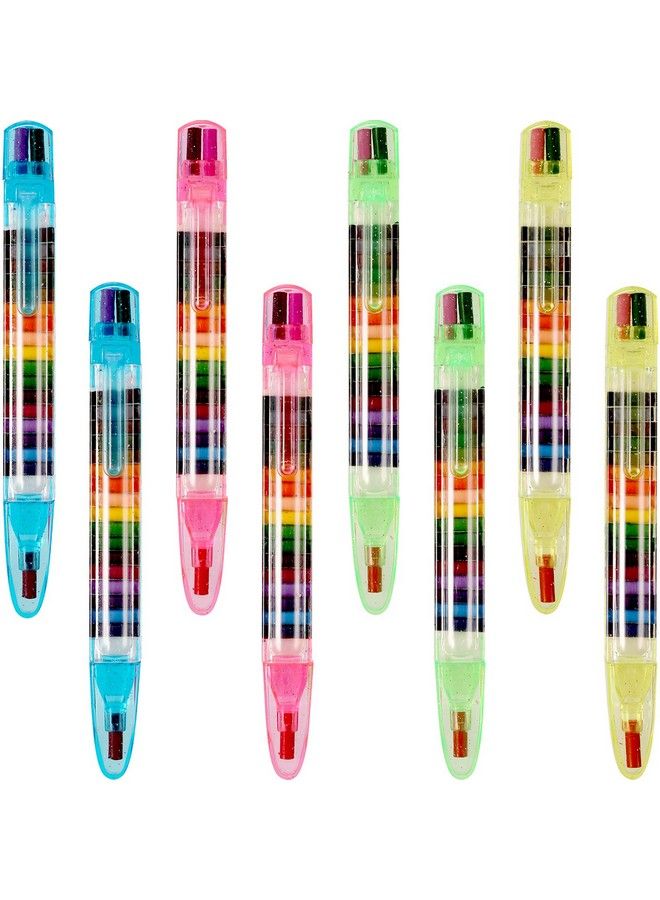 BBTO 20 Pieces Stackable Crayons For Kids Buildable Rainbow Glitter Crayon 20 In 1 Stacking Point Crayons For Drawing Learning And Art Class Supplies 4 Shell Colors - Image 1