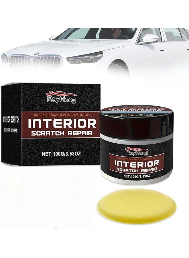KASTWAVE Portable Dashboard Restorer & Car Interior Plastic Repair Kit – Scratch Remover Wax For Car Trim Restoration, Includes Sponge & Wash Towel, Suitable For All Vehicles, 100G  - Image 1