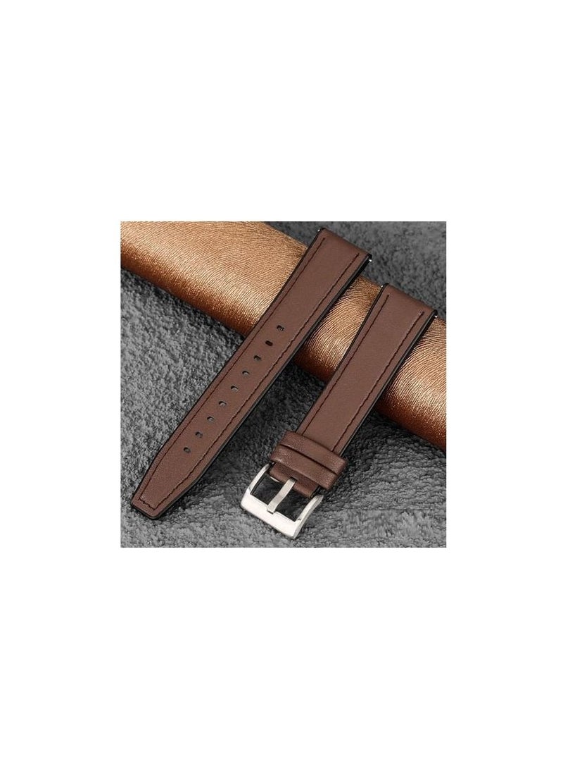 حزام بديل من جلد السيليكون مقاس 22 مم لساعة هواوى واتش جى تى 4 ماكس الذكية مقاس 46 مم - مشبك فضي بنى - Image 1