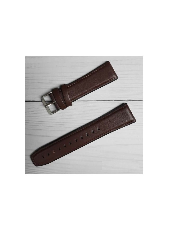 حزام بديل من جلد السيليكون مقاس 22 مم لساعة هواوى واتش جى تى 4 ماكس الذكية مقاس 46 مم - مشبك فضي بنى - Image 3