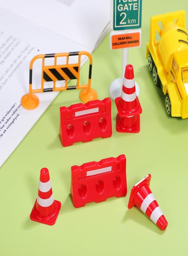 Garneck 24pcs Mini Road Sign Barricade Toy Small Traffic Cones and Fences Playset Educational Traffic Signs Imaginative Play Teaching Tool for Kids Kindergarten - Image 2