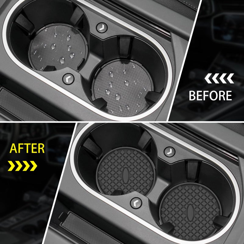 Me.Fan Car Cup Coasters [4 Pack] Silicone Car Coasters/Cup Mats  Non-Slip Recessed Car Interior Accessories Black - Image 4