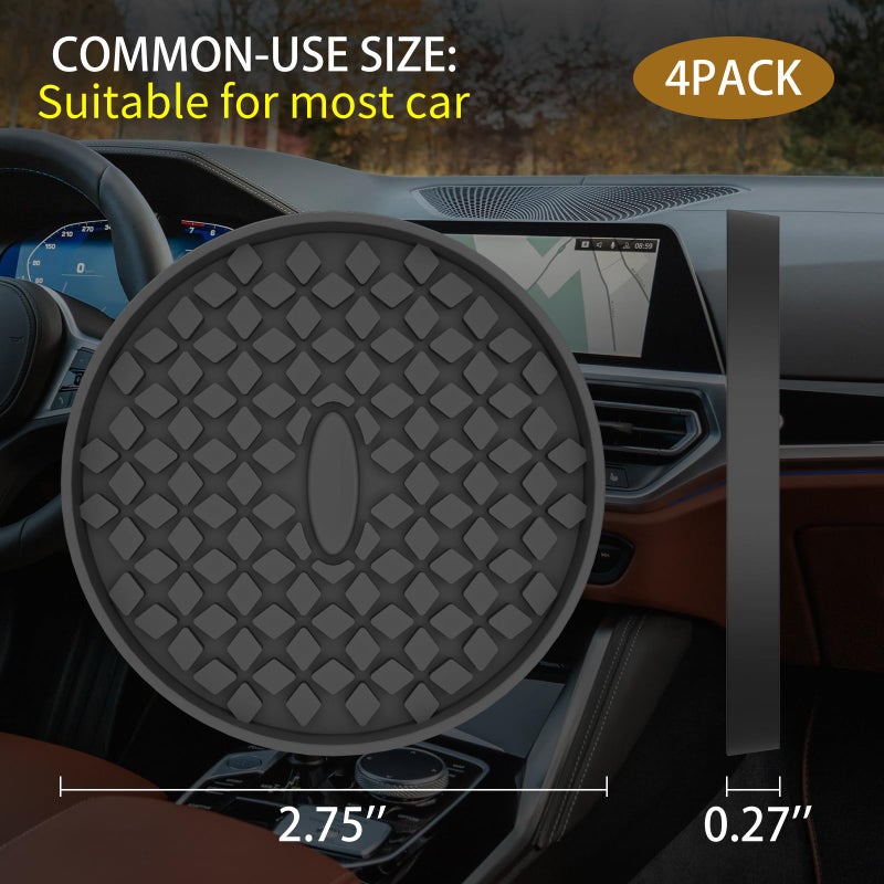 Me.Fan Car Cup Coasters [4 Pack] Silicone Car Coasters/Cup Mats  Non-Slip Recessed Car Interior Accessories Black - Image 3