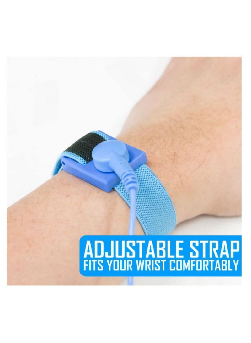 Alissa 5 Pack Anti-Static Wrist Strap – Adjustable Blue ESD Wrist Bands for Safe PC Repair & Electronics Protection, Grounding Bracelet for Static Electricity Discharge - Image 4