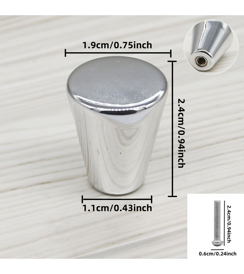 Silver 24 Pack Conical Cabinet Knobs with Screws for Kitchen Bathroom - Image 3