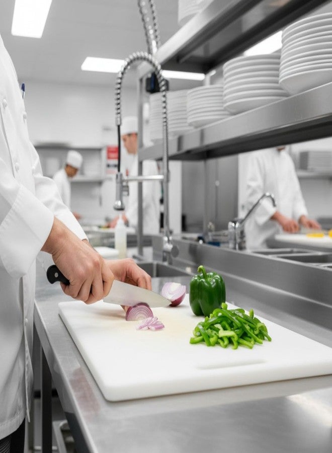 TrueCraftware- 17" x 11" x 1/2" Utility Cutting Board White Plastic with Handle- Non-Skid Plastic Chopping Board Cutting Boards for Meat Vegetables Fruits Dishwasher Safe for Home Kitchen Restaurants - Image 3