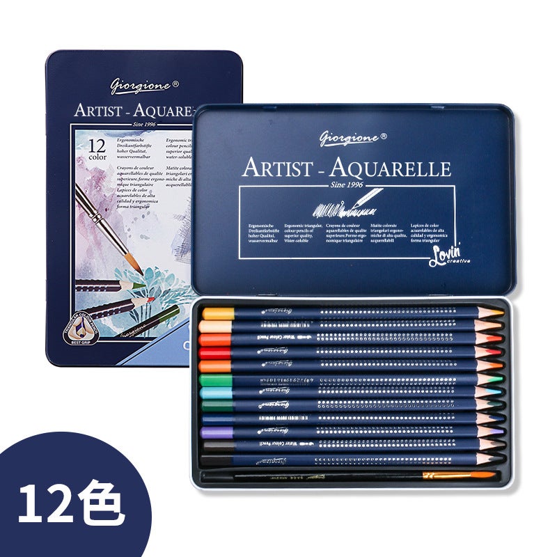 Giorgione Water-Soluble Colored Pencils Set, 72 Colors, Triangular Wooden - Image 1