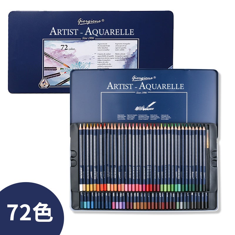 Giorgione Water-Soluble Colored Pencils Set, 72 Colors, Triangular Wooden - Image 2