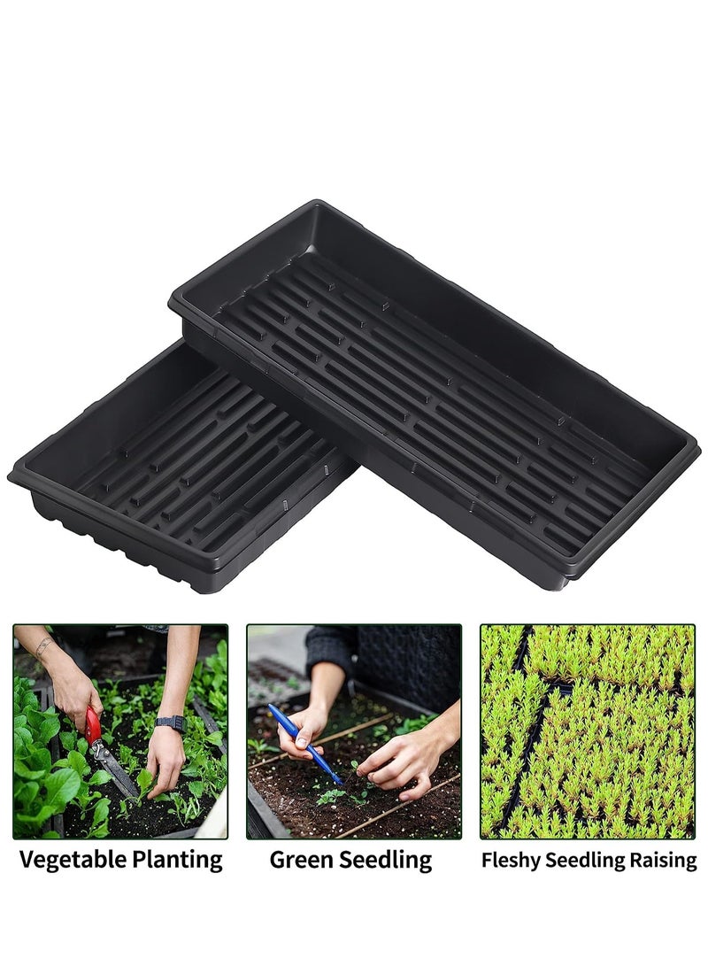 SYOSI 10 Pcs 20×10 Inch Plants Growing Trays - Black Seedlings Plugs Tray No Drain Holes Hydroponic Plastic Container Seed Starter without holes for Microgreens Flowers Sprouts Wheatgrass  - Image 2