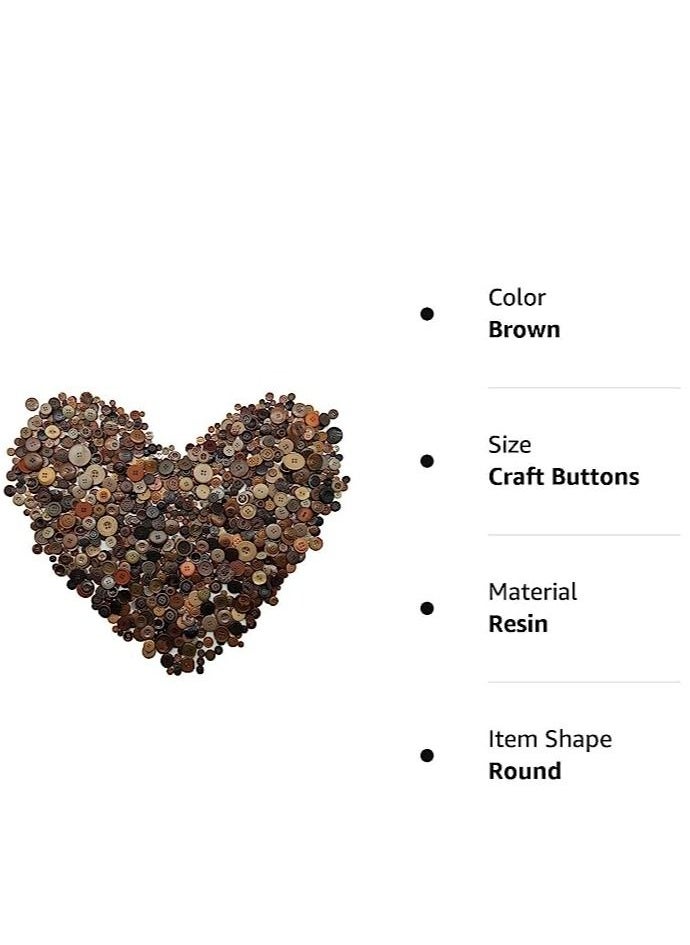 KASTWAVE - Brown Button Assortment Brown Buttons for Crafts Tan Craft Buttons Bulk Assorted Sizes Buttons Brown for Crafting （200g set) - Image 1