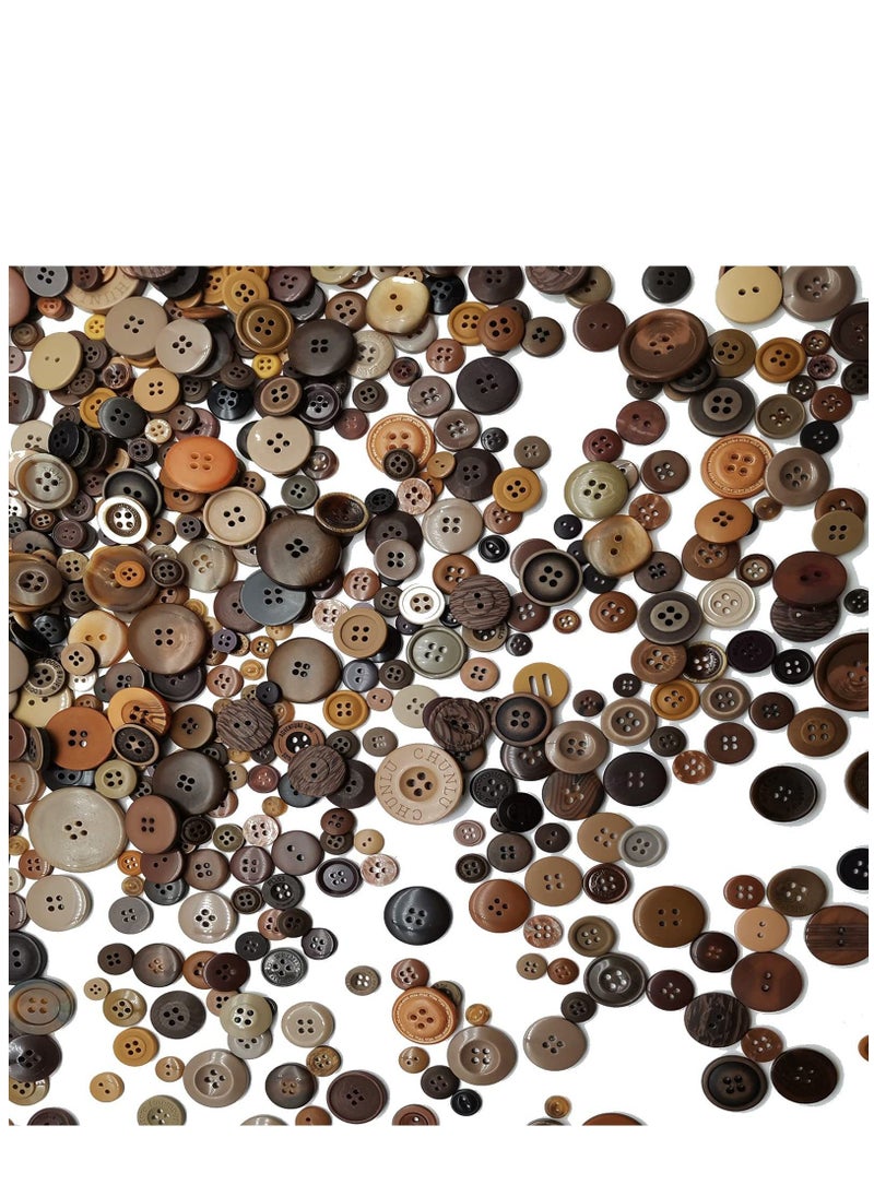 KASTWAVE - Brown Button Assortment Brown Buttons for Crafts Tan Craft Buttons Bulk Assorted Sizes Buttons Brown for Crafting （200g set) - Image 1