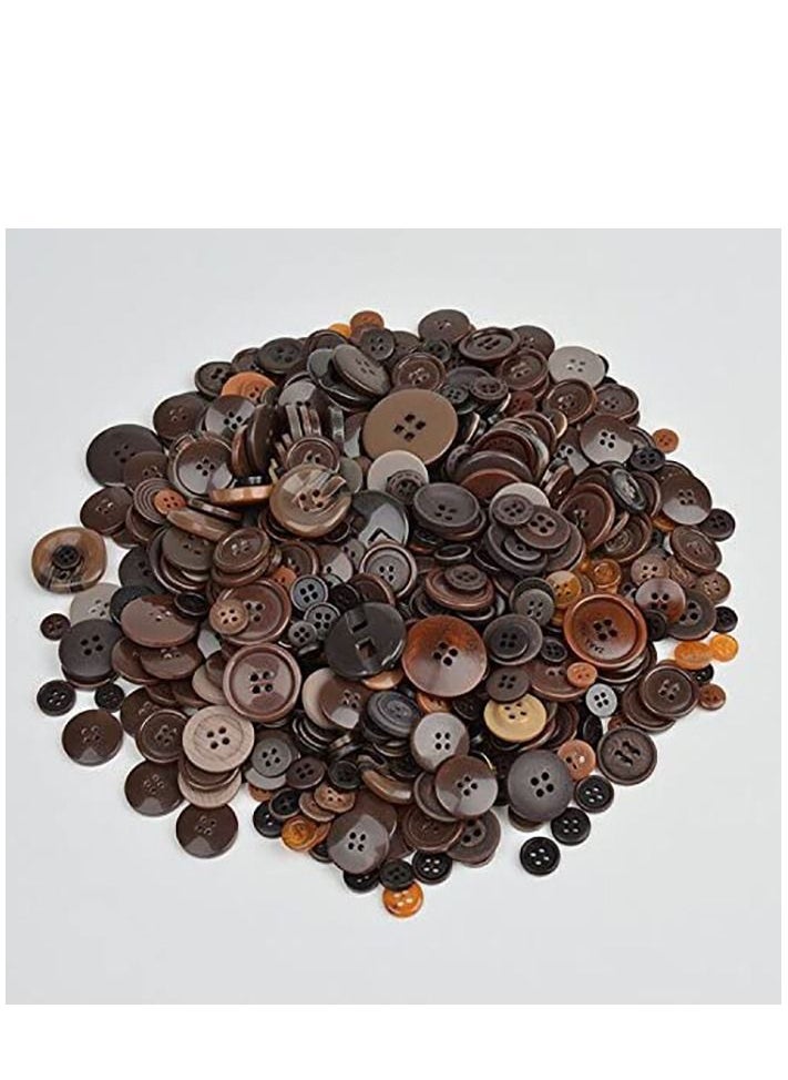 KASTWAVE - Brown Button Assortment Brown Buttons for Crafts Tan Craft Buttons Bulk Assorted Sizes Buttons Brown for Crafting （200g set) - Image 1