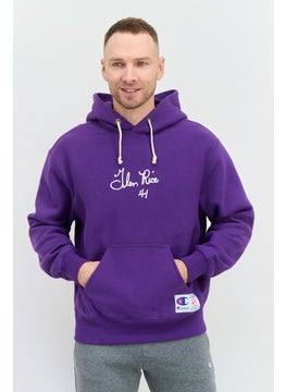 Champion Men Sportswear Fit Long Sleeves Hooded Running Sweatshirt, Purple  - Image 1