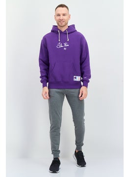 Champion Men Sportswear Fit Long Sleeves Hooded Running Sweatshirt, Purple  - Image 4