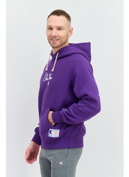 Champion Men Sportswear Fit Long Sleeves Hooded Running Sweatshirt, Purple  - Image 2