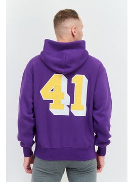 Champion Men Sportswear Fit Long Sleeves Hooded Running Sweatshirt, Purple  - Image 3