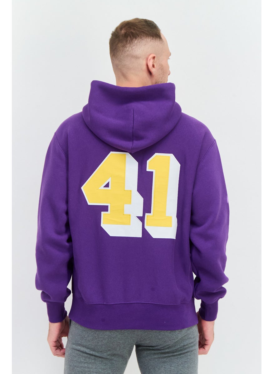 Champion Men Sportswear Fit Long Sleeves Hooded Running Sweatshirt, Purple  - Image 3