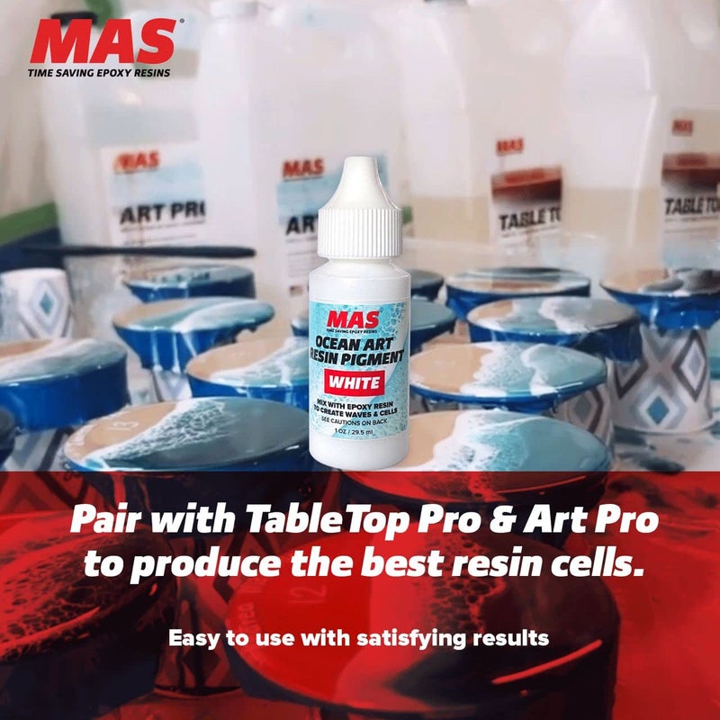 MAS Epoxies Ocean Art Resin Pigment, 1 Oz Bottle, Perfect for Creating Ocean Waves, White Pigment for Epoxy Water Effects on Countertops, Arts and Crafts, Jewelry, and Coasters Making - Image 2
