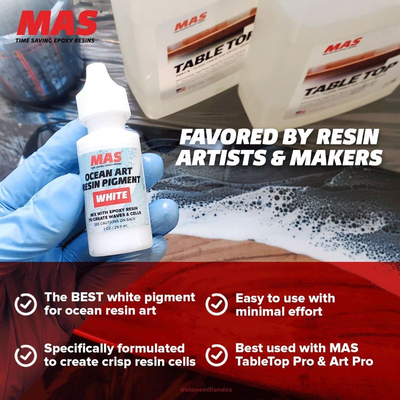 MAS Epoxies Ocean Art Resin Pigment, 1 Oz Bottle, Perfect for Creating Ocean Waves, White Pigment for Epoxy Water Effects on Countertops, Arts and Crafts, Jewelry, and Coasters Making - Image 5