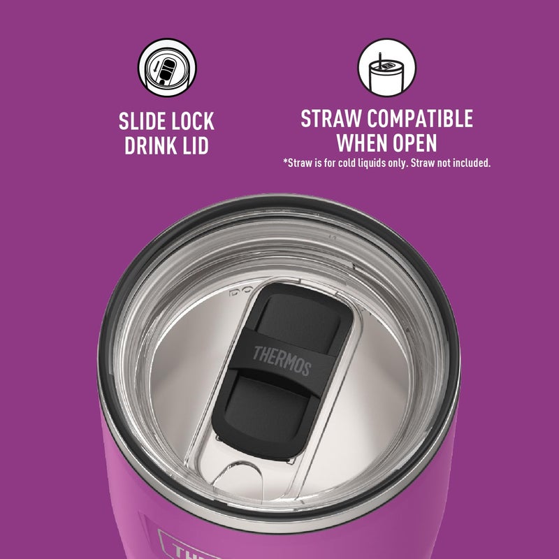 THERMOS THERMOS ICON SERIES Stainless Steel Cold Tumbler with Slide Lock  24 Ounce  Plum  - Image 4