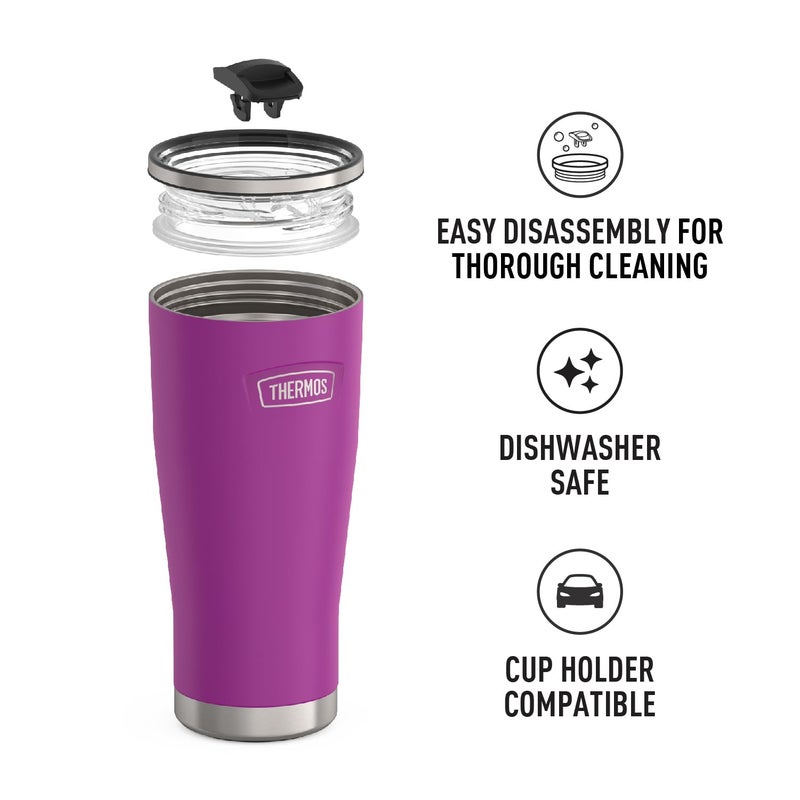 THERMOS THERMOS ICON SERIES Stainless Steel Cold Tumbler with Slide Lock  24 Ounce  Plum  - Image 3