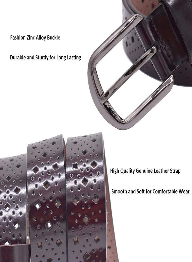 VONSELY Hollow Leather Belts for Women, Soft Leather Womens Belts with Pin Buckle - Image 2