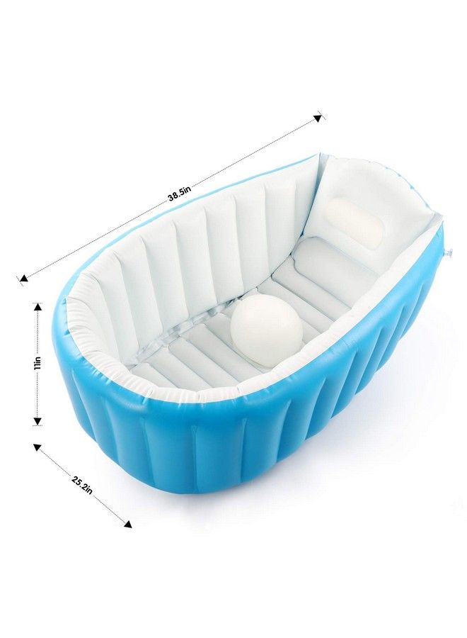 LUHI حوض استحمام للأطفال الصغار مضاد للانزلاق حوض استحمام للأطفال للاستحمام للأطفال حتى 2 سنوات (أزرق) - Image 4