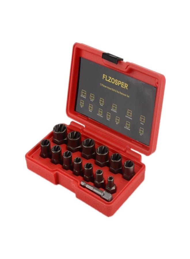 FLZOSPER 13+1 Pieces 3/8'' Drive Impact Bolt & Nut Remover Set, Stripped Lug Nut Remover, Nuts & Screws Bolt Extractor Socket Set for Removing Damaged, Frozen, Rusted, Rounded-Off Bolts - Image 2