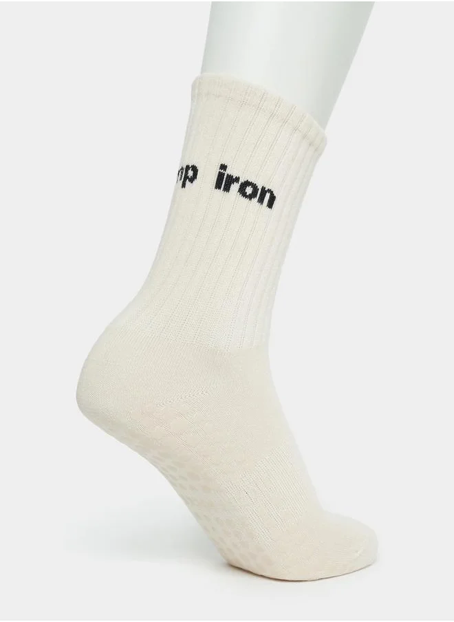 ستايلي Text Silicon Pad Base Crew Yoga Socks