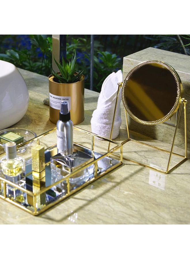 Gold 25cm Rotation Vanity Mirror - Cosmetic - Image 4