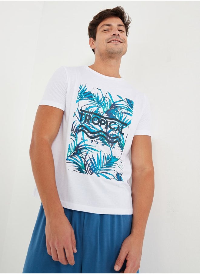Styli - Tropical Graphic Print T-shirt and Shorts Sleep Set - Image 1