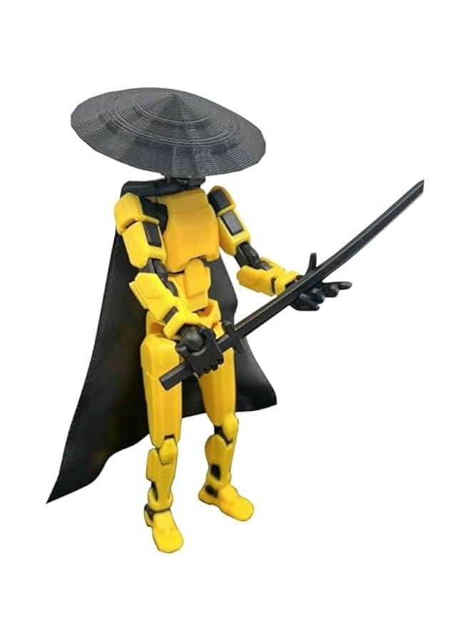 OCTOBER Chivalrous Person T13 Action Figure 2024 New, 3D Prined Cavalier 13 Action Figure,with Hat Cape and Stand, PVC Model Full Body Mobile Robot Desktop Decoration Knight Action Figure  - Image 2