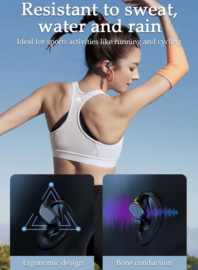 DUNISO Wireless Headphones Bluetooth Ear Clip Waterproof Earphones Open Ear with Mic Wireless Charging Case LED Power Display and Touch Control for Running Sport Gym  - Image 3