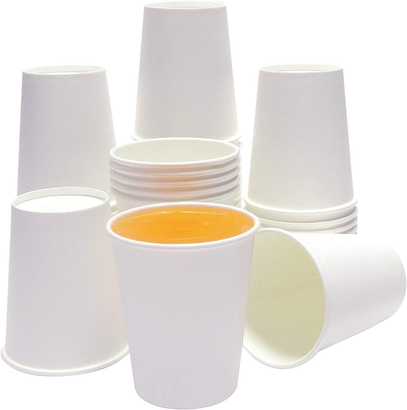 TashiLiving Paper Coffee Disposable Tea & Hot Chocolate cups to go, 8 Ounce, White - Image 1