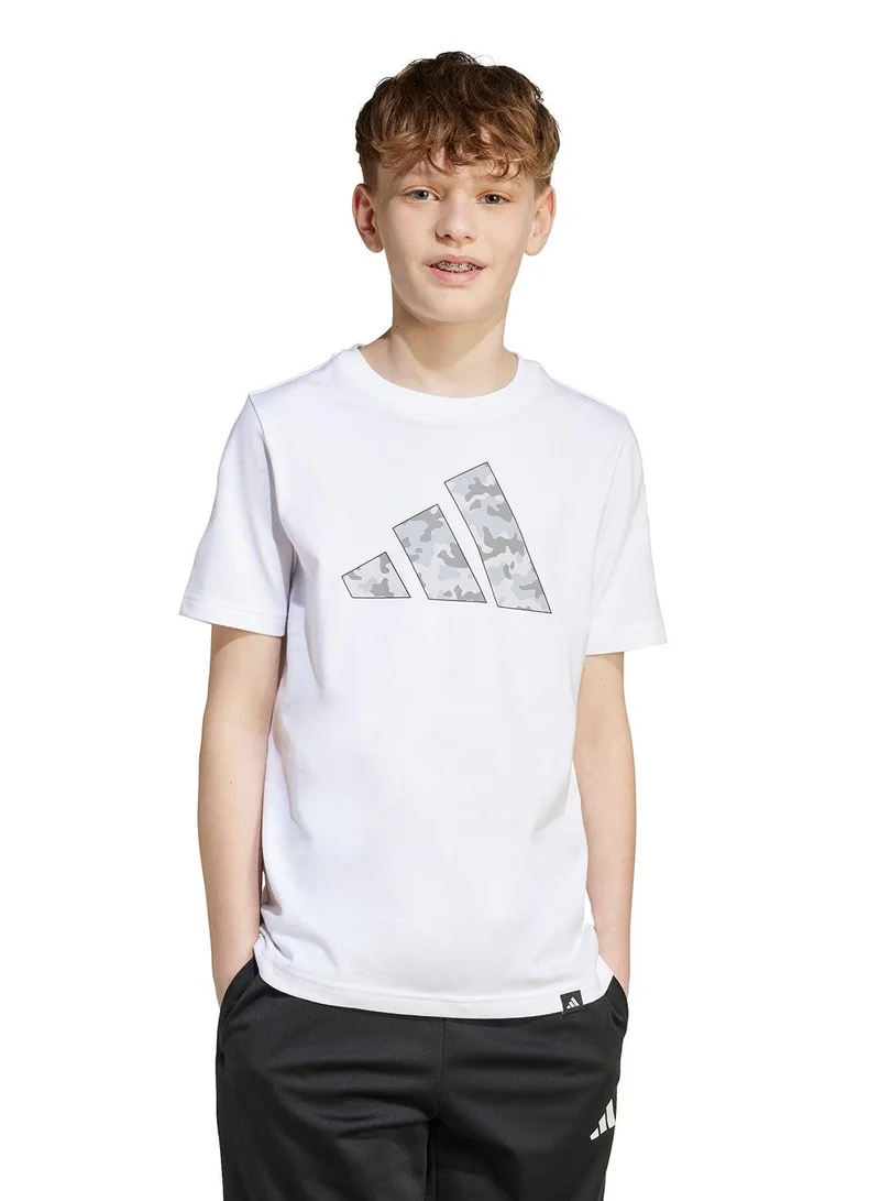 Adidas J Camo T White Graphic Tee (Short Sleeve) T-Shirts For Kids