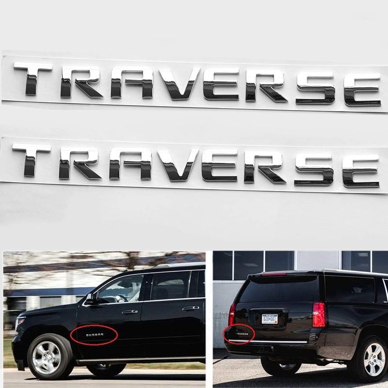شعار Traverse الخاص بحزمة 2 OEM حروف شعار شعار ثلاثي الأبعاد متوافق مع Traverse (2Pack أسود)