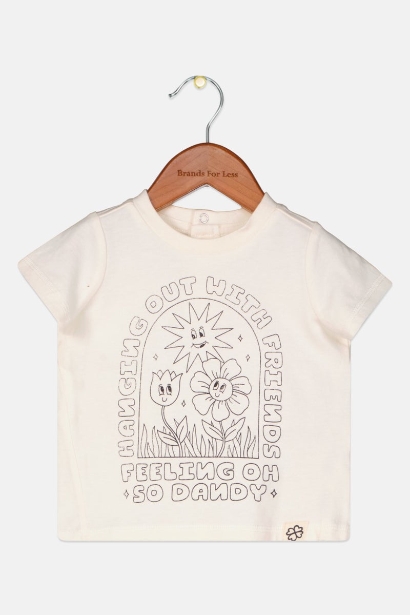 Cotton On Toddlers Girl Graphic Print Tee, Cream - Image 1