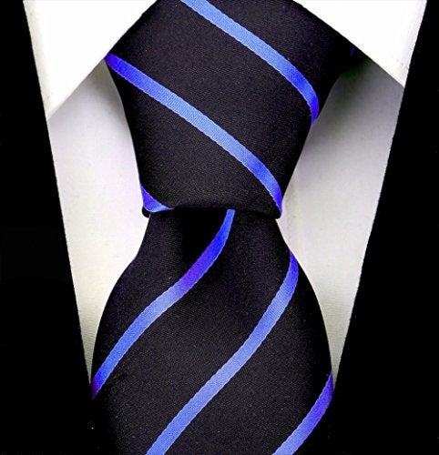 Scott Allan Collection Classic Stripe Black Tie for Men | Ties for Men Black and Blue Necktie | Corbatas Para Hombre Elegantes - Image 2