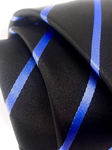 Scott Allan Collection Classic Stripe Black Tie for Men | Ties for Men Black and Blue Necktie | Corbatas Para Hombre Elegantes - Image 3