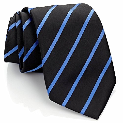Scott Allan Collection Classic Stripe Black Tie for Men | Ties for Men Black and Blue Necktie | Corbatas Para Hombre Elegantes - Image 1