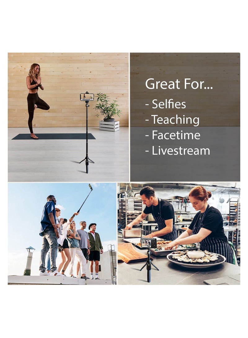 ELTRAZONE 48" Compact Selfie Stick & Tripod, Extendable, Wireless Bluetooth Remote, Lightweight Aluminum, Travel Ready, Compatible with iPhone 14 13 12 Pro Xs Max Xr - Image 2