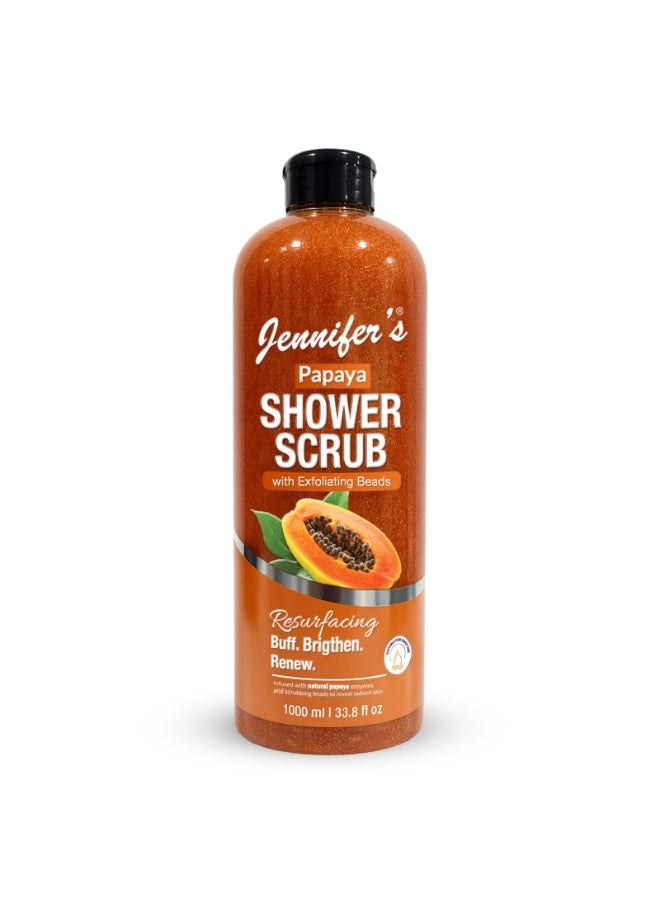 Jennifer's Jennifer’s Papaya Shower Scrub 1000ML - Exfoliating Body Scrub with Papaya Enzymes & Natural Beads - Brightening & Renewing Formula for Smooth, Radiant Skin for Men & Women - Image 1